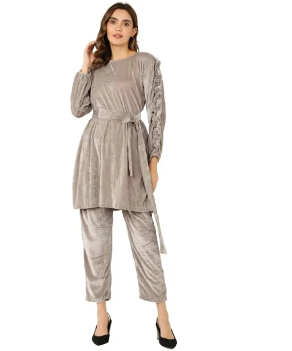 Regular_Fit_Velvet_Track_Suit_For_Women�Grey(2Xl)